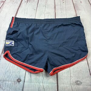 Vintage SandBridge Swim Trunks Mens XL 40/42 Navy Red Trim Lined Drawstring 80s